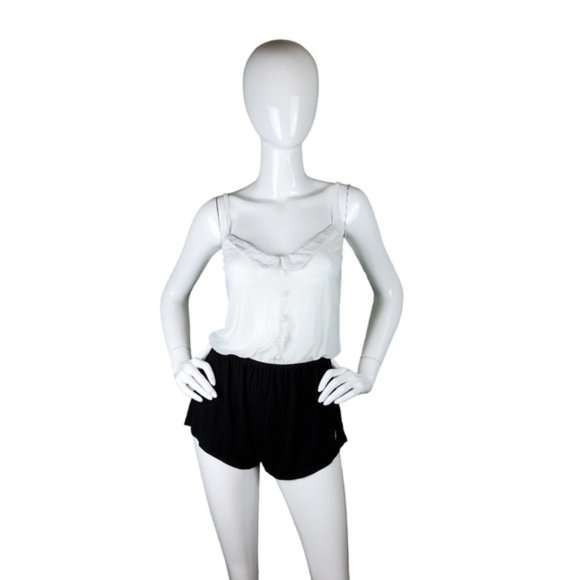 Wildfox Intimates Modal Collar Romper Sheer Top Black And White Size Small - Picture 1 of 7
